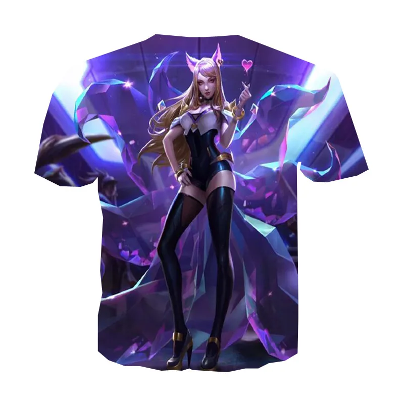 Liumaohua бренд League of Legends KDA group Ahri. Модная футболка с принтом лисы|Футболки| |