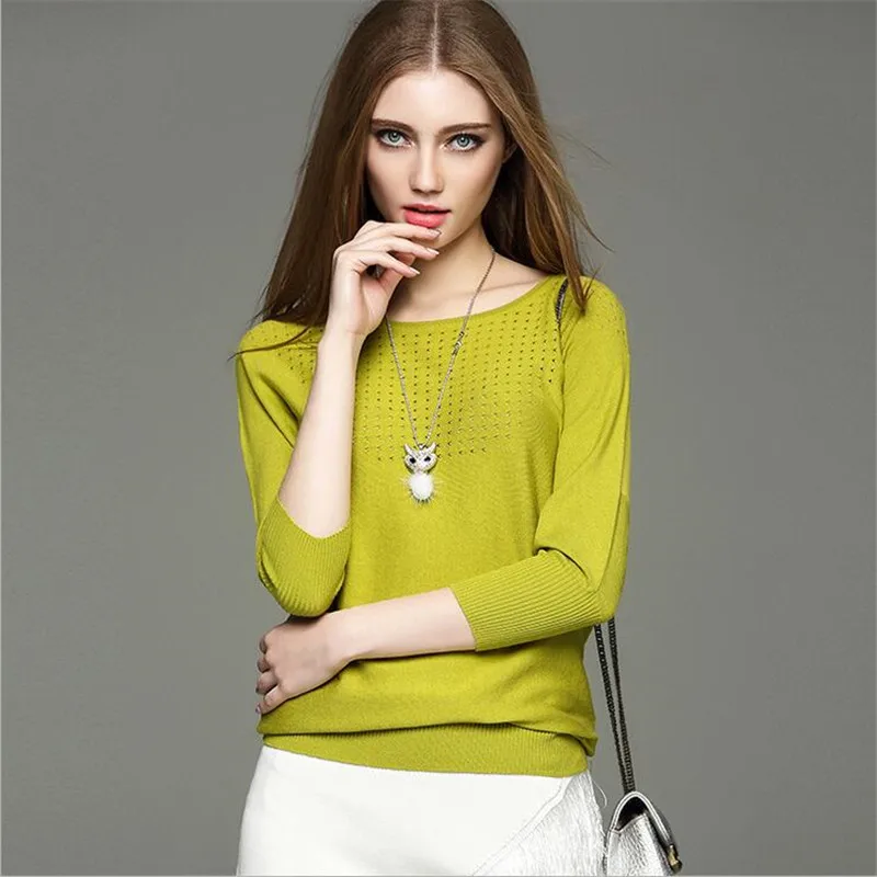 Осенняя Хлопковая женская блузка, весна, модальный пуловер, блузка для женщин, женская блузка с круглым вырезом, вязаная блузка, женский свитер, рубашка