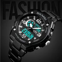 SKMEI модные мужские часы с 3 часовыми будильниками и хронографом водонепроницаемые наручные часы с ремешком из нержавеющей стали часы Relogio Masculino 1333