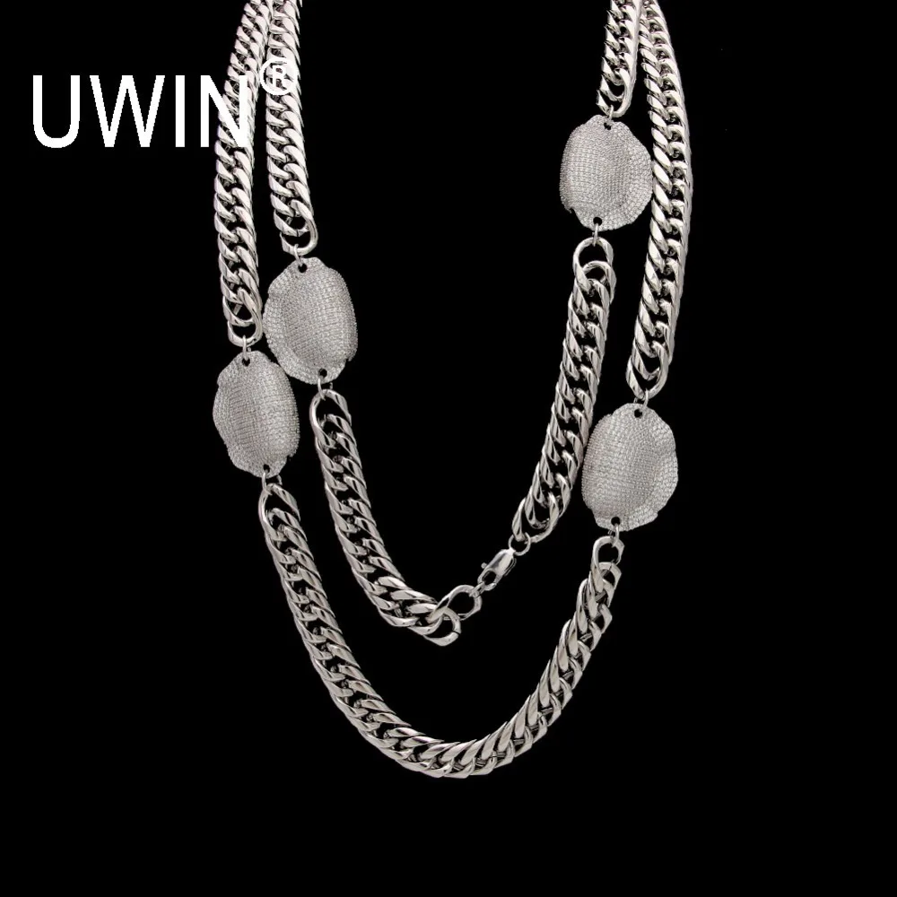

UWIN Steel Miami Cuban Curb Link OEM Chain Silver Men's Hip hop Link Necklace