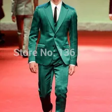 Классический стиль две кнопки атласные Жених Смокинги друзей жениха Мужские свадебные костюмы для выпускного вечера Жених(куртка+ брюки+ жилет+ галстук) K: 943