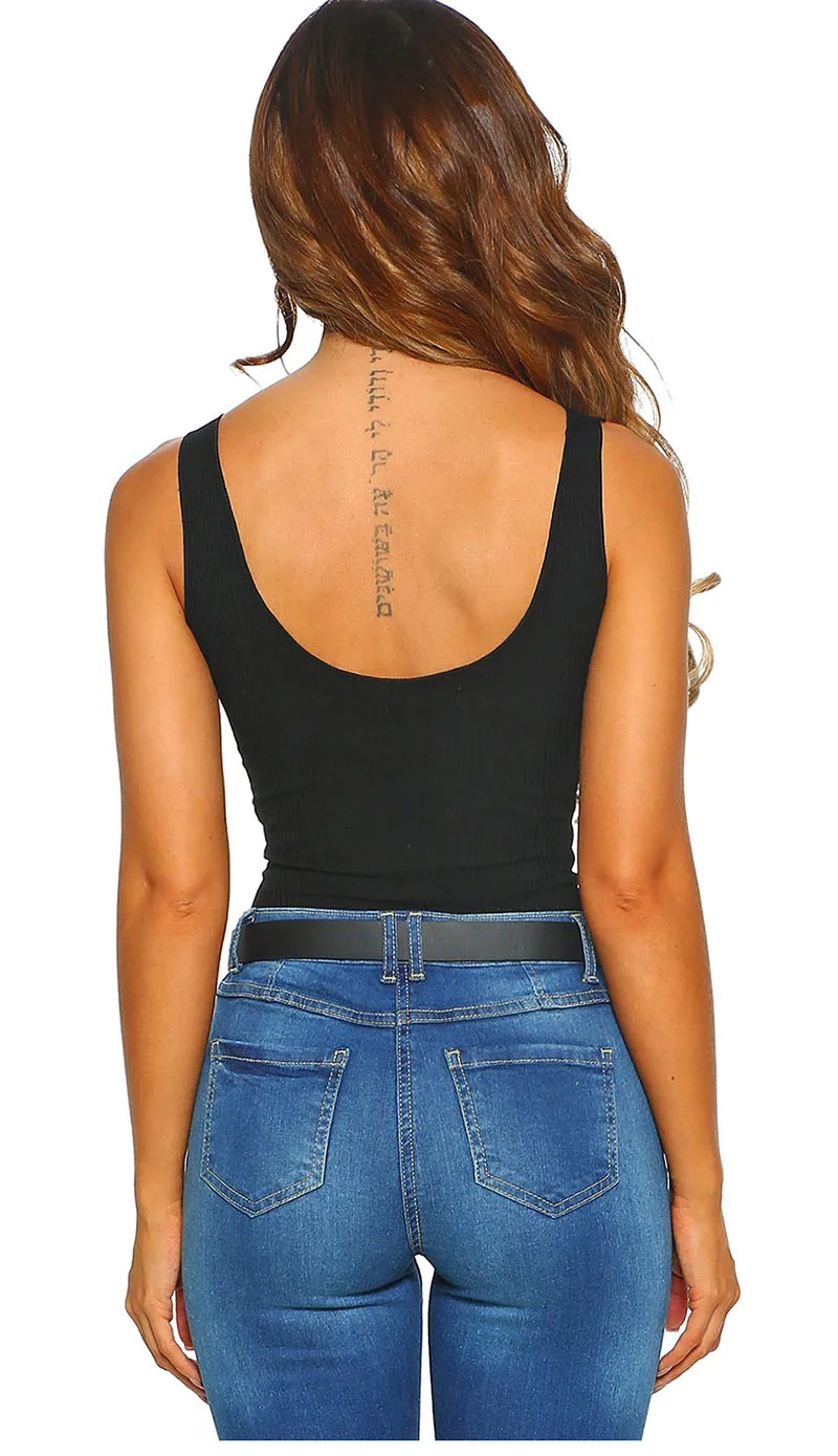Love-You-Knot-Black-Ribbed-Knot-Front-Bodysuit-LC32384-2-2
