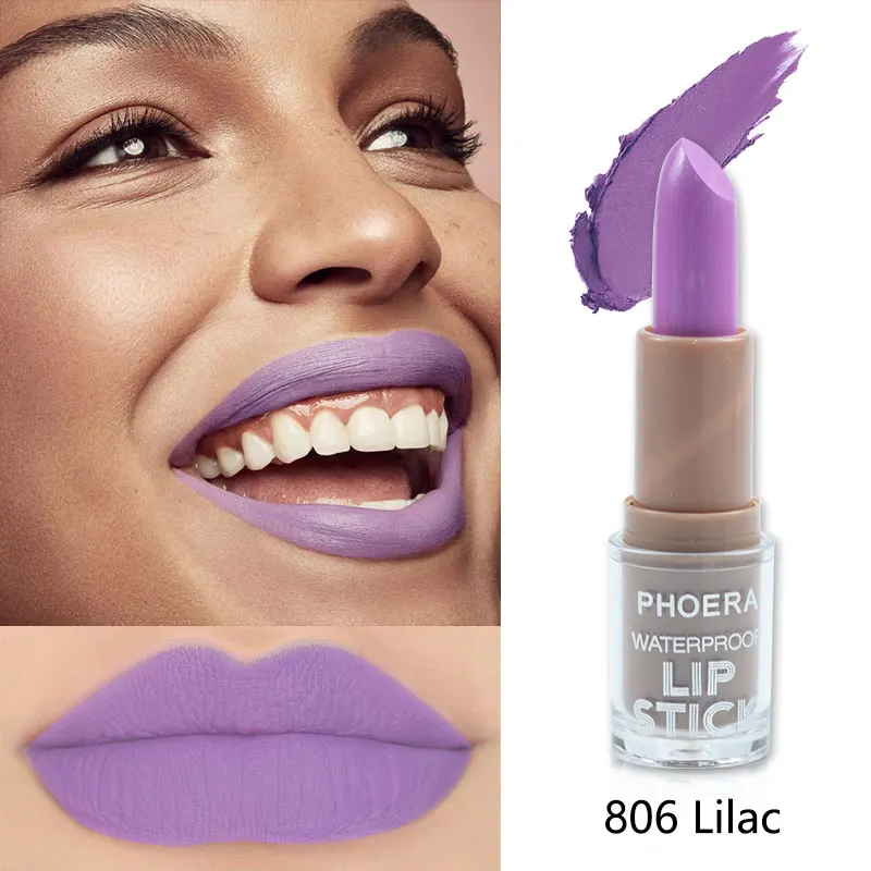 PHOERA 14 Colors Long-lasting Matte Lipstick Set Waterproof Moisturizing Non-Stick Cup Does Not Fade Lip Maquillaje TSLM2 - Цвет: 806-Lilac