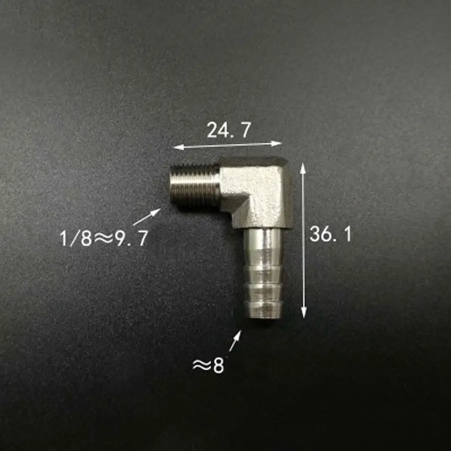 DN6 1/8 &quotBSP Male Fit 8 мм ID шланг локоть хомут фитинг Hosetail никелированный латунный для