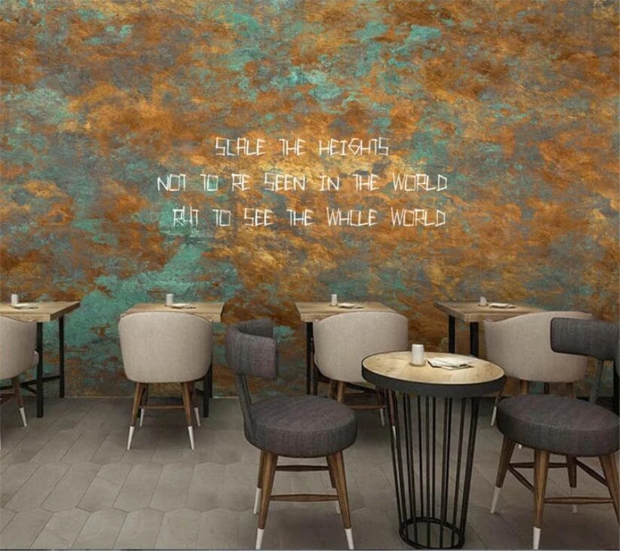 

beibehang Custom wallpaper 3d murals retro nostalgic rust iron English alphabet cafe mural TV background wall papers home decor