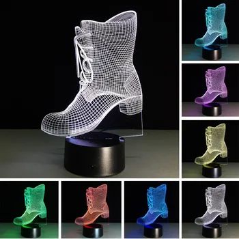 

3D Shoes Boot LED USB Night Light Desk Lamp Controller Battery Powered Switch 7 Color Change Home Decor Christmas lamps Toy