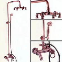 Antique Red Copper Brass Single handle Wall Mounted Bathroom Six Claw Style Rain Shower Tub Faucet Set With Handshower arg008 Antique Red Copper Brass Single handle Wall Mounted Bathroom Six Claw Style Rain Shower Tub Faucet Set With Handshower arg008