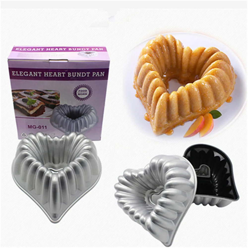 

Elegant Heart Bundt Cake Mold Metal Baking Pan Heavy Cast Aluminum Baking Form DIY Cake Design Nonstick Baking Tools For Cakes