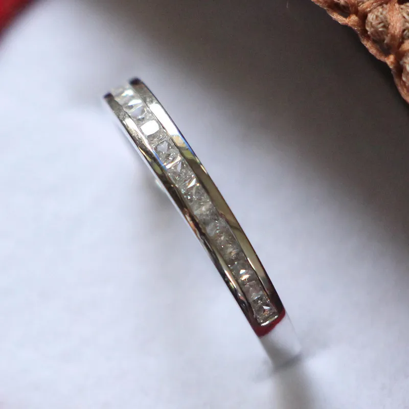 

Brand Custom Small Princess Stones Semi Mount Sterling Silver Jewelry Synthetic Diamonds Female S925 Band Ring White Gold Color