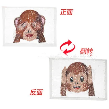 2017 NEW Monkey Reversible Change color Sequins Sew On Patches for clothes DIY Patch Applique Bag Clothing Coat Sweater Crafts