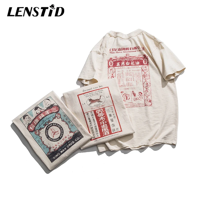 LENSTID 2019 Harajuku Мужская футболка в китайском стиле с принтом уличная хип хоп летняя