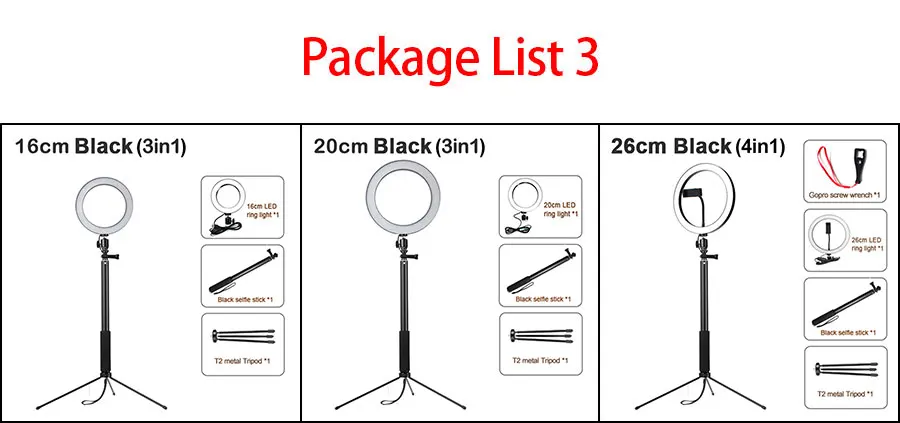 Кольцевой светильник 16/20/26 см фотографии светодиодный селфи светильник ing с регулируемой яркостью для макияжа мобильного телефона в реальном времени Studio с общим объемом 180 см штатив-тренога USB разъем