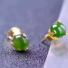 Натуральная Зеленая яшма серьги 925 Серебряный натуральный драгоценный камень серьги для женщин; Элегантная модная обувь модные серьги для вечерние