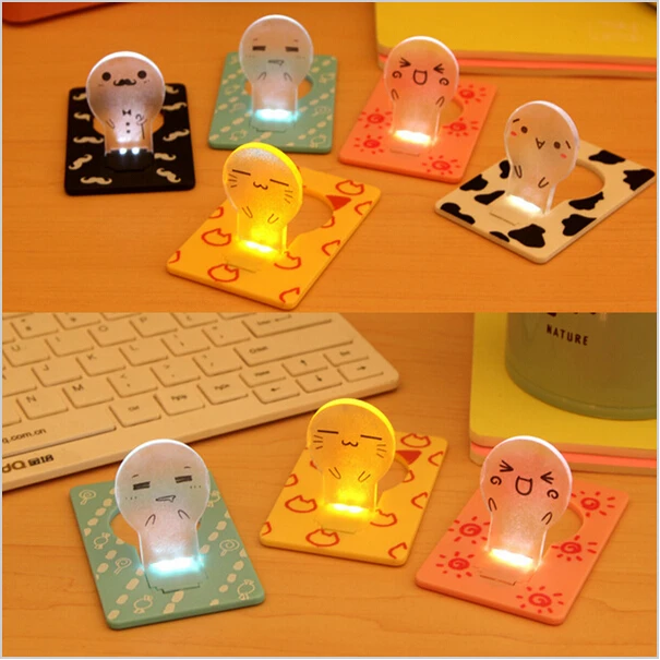 

Mini LED Card Light Portable Pocket Light Wireless Cartoon Put in Purse Wallet LED Bulb Lighting Toy Kids Gift Emergency Lamp