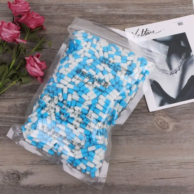 

1000 Pcs Blue-white Hard Gelatin Empty Capsules Joined Or Separated Capsules 0#