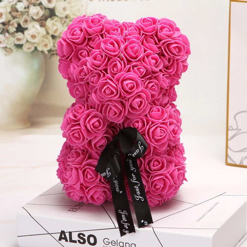 

Rose Romantic Lovely PE Valentine'S Day Toy Girlfriend Gift Funny Simulated Bear Dolls For Wedding Anniversary Gift 25CM