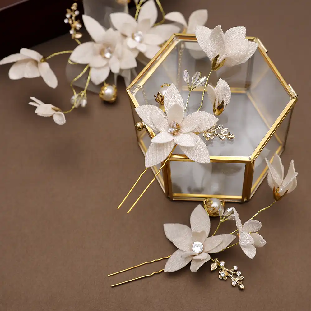 Burgundy Yarn Flower Barrettes Hair Accessories Fashion Korean