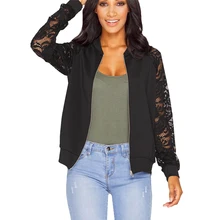 Модные новые пальто с кружевным принтом, куртки-бомберы для женщин, с длинным рукавом, на молнии, базовое, с вырезом,, весеннее, перспективное, короткое пальто