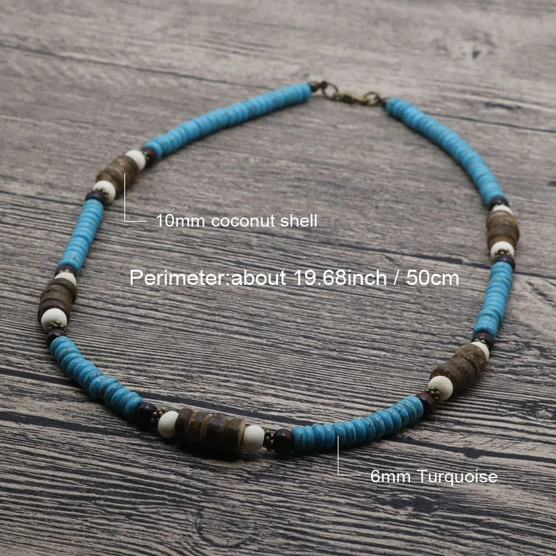 Мужское вышитое бисером этническое колье ожерелье в стиле бохо, ювелирное изделие, синее ожерелье Howlite Surfer для мужчин, лучший друг, подарок AU-04