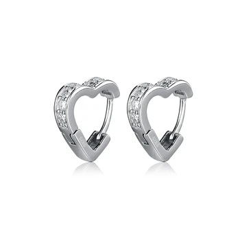 

Fashion 925 Sterling Silver Stud Earrings Love Heart Lock Earrings Inlaid Small Diamond Pure Silver Earrings For Women Love Gift