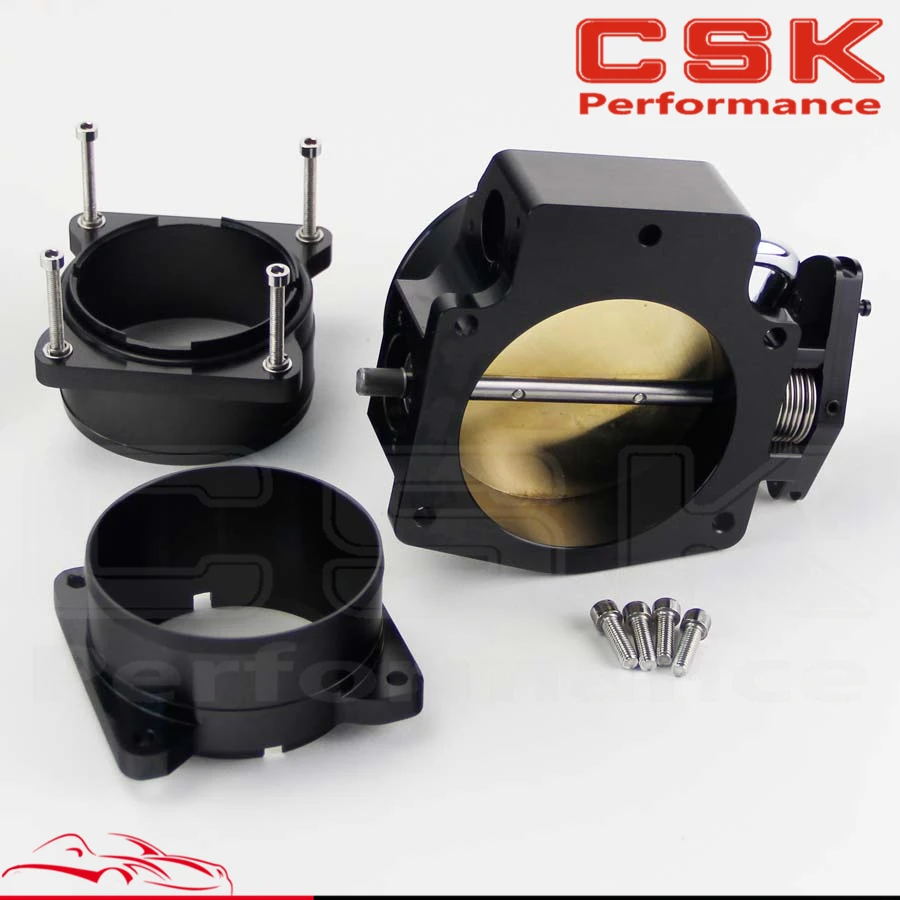 92mm Throttle Body+ Mass Air Flow Sensor MAF End Intake Adapter For Chevy LS1 Black / Silverin