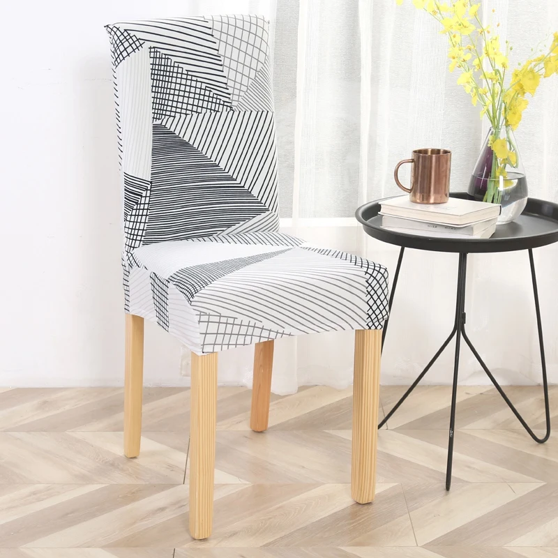 Dining Chair Cover Spandex Universal Printed Kitchen Removable Seat Cover for Banquet Restaurant Party Chair Slipcover 1PC