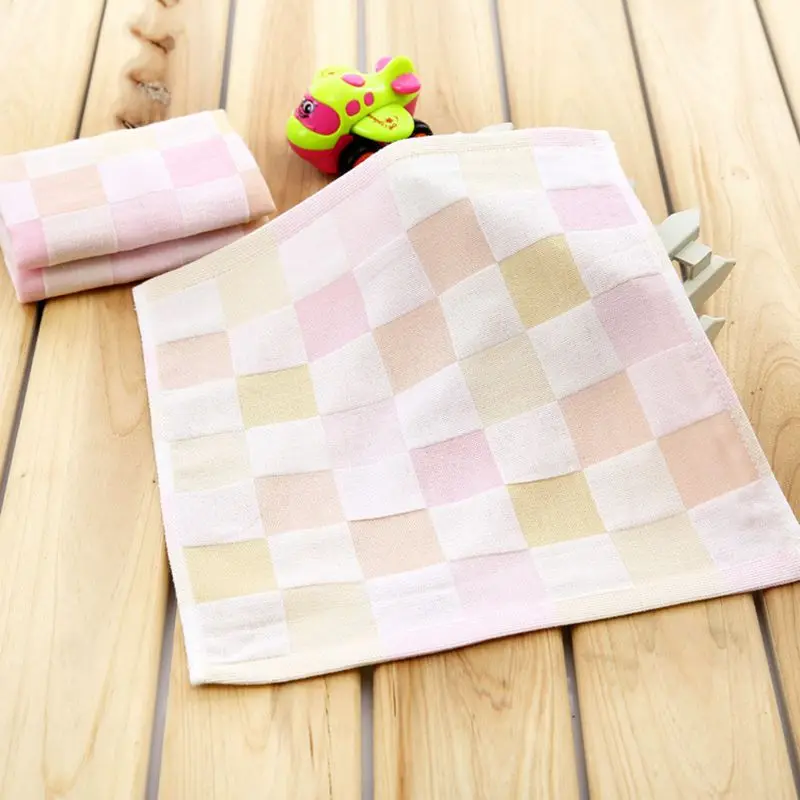 100 Cotton Kids Towel Lattice Jacquard Square Towels Toddler Soft Wipe