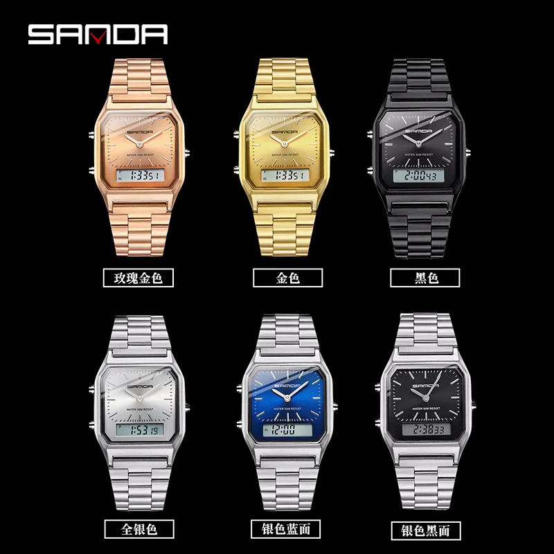 Sanda Military Sports Digital Watches Electronic Mens Quartz Watches Top Brand Male Waterproof LED