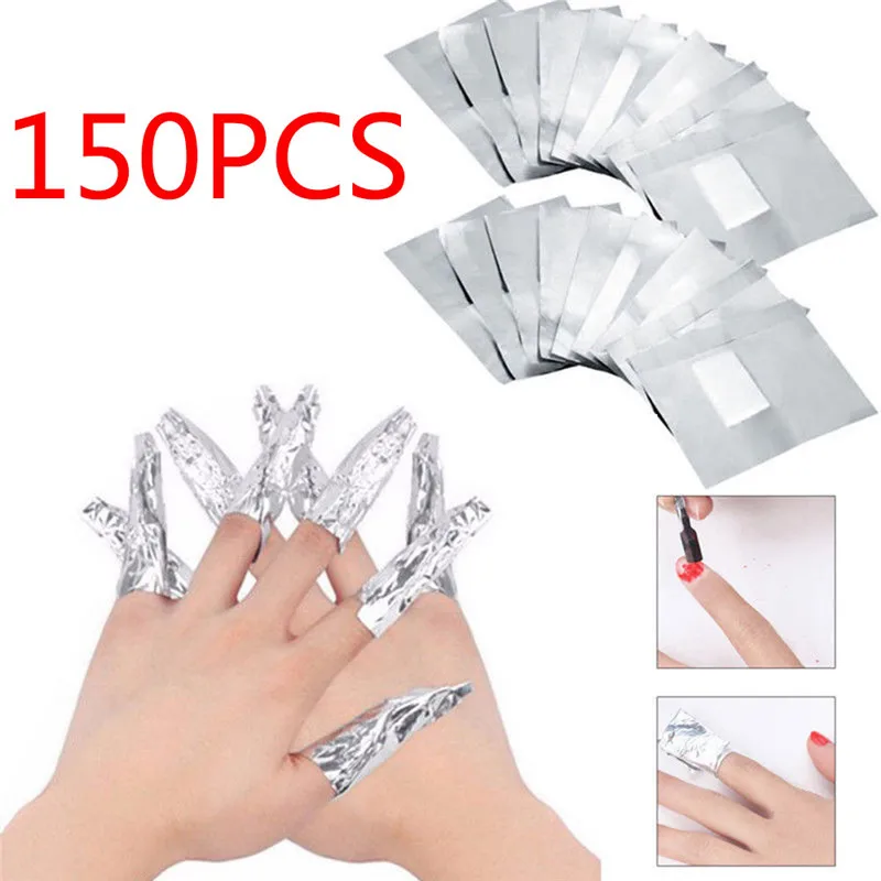 

150Pcs Aluminum Sheet Nail Art Soak Off Polish Acrylic Gel Polish Nail Wraps Remover Makeup Remover Nail Tool Care