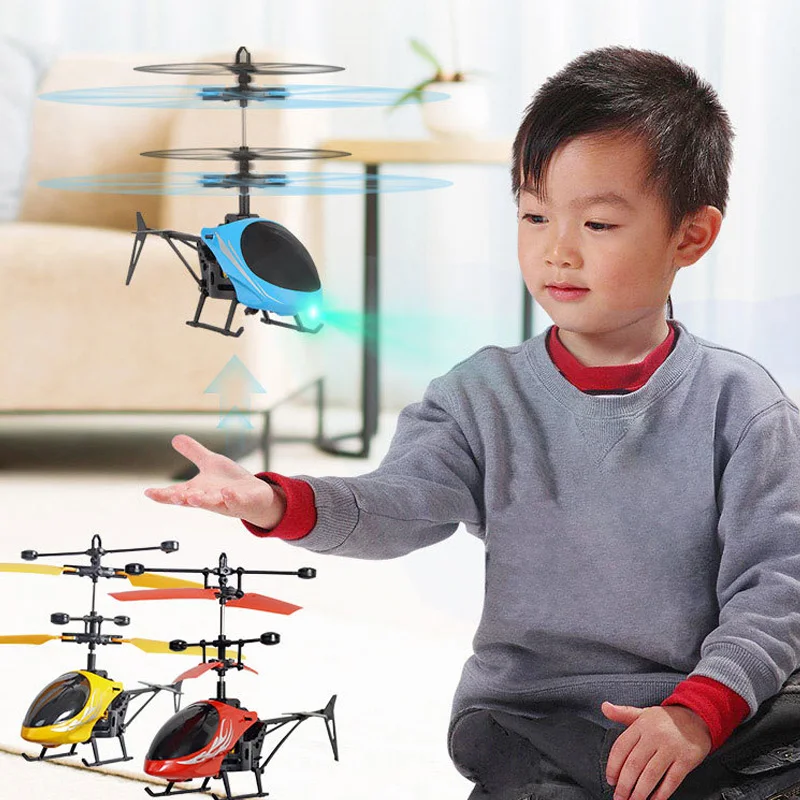 Mini RC Drone Flying RC Helicopter with Remote Control Aircraft Suspension Induction Helicopter LED Light Toys for Children Gift