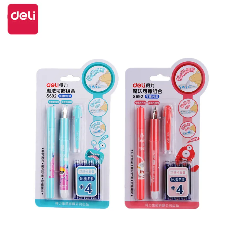 

Deli Fountain Pens Student Writing Caneta Tinteiro 0.5mm Erasable Blue Ink Pen Pupils Kawaii Fountain Pen Ink Student Papeleria