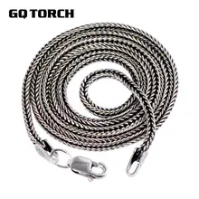 Cola de Zorra Real Pura Plata Esterlina 925 Collar de Cadena de Los Hombres de La Vendimia 1.6mm 18-28 pulgadas de Plata Tailandesa Retro Sólido italia Joyería Fina