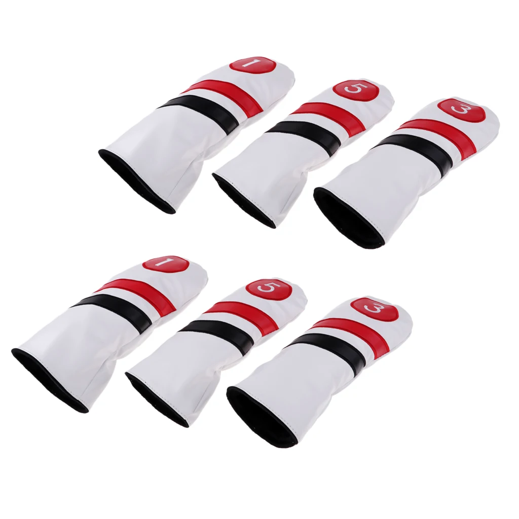Sports Golf Club Head Covers Set of 6 Bar Protector Ideal for Driver Hybrid and Fairway Head Covers