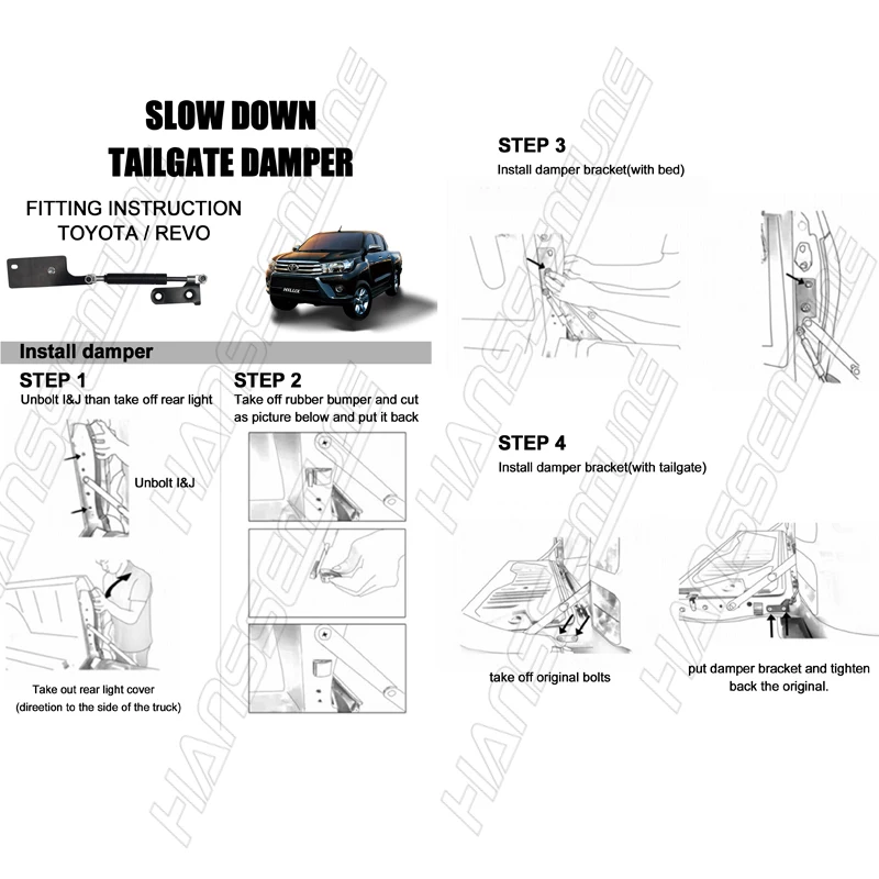 HANSSENTUNE задний заслонка багажника замедлить шок вверх газовые стойки для Hilux REVO