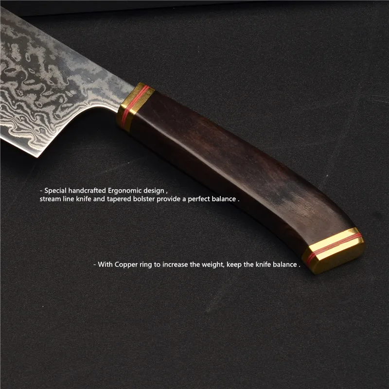 Японский рубящий нож Nakiri кухонный японский VG10 Дамасская стальная деревянная ручка Кливер нож для рыбы нож для нарезки пищи 49