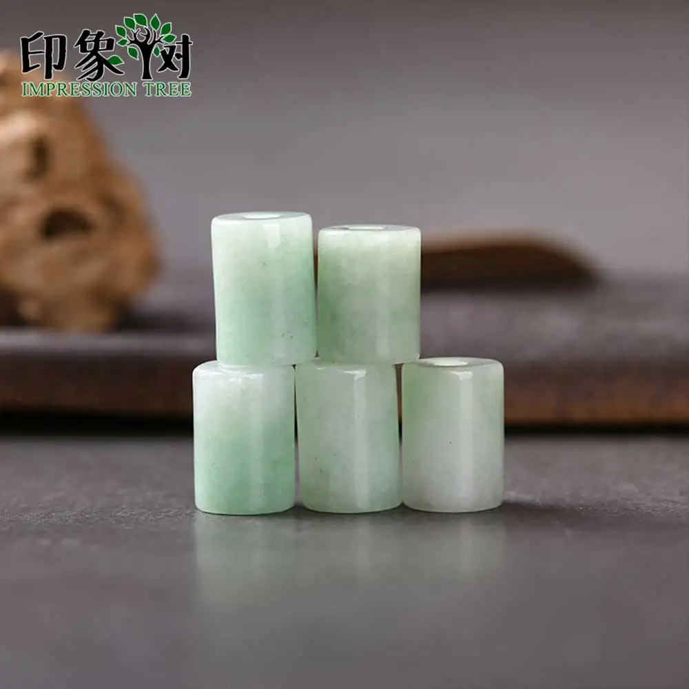 Цилиндрическая бусина Jadeite 13x9 мм Гладкая круглая из натурального ручная работа