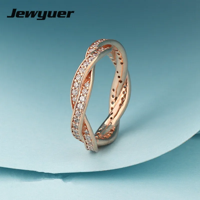 Twist of Fate ring 925 sterling silver jewelry with rose gold ring wedding Rings for women men