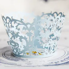 Светло-голубой цвет резные обертки для капкейков украшения для свадьбы, Маффин, торт, кекс выпечки чашки формы, обертка