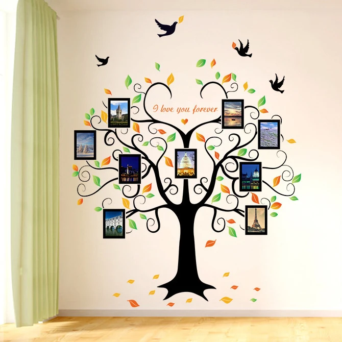 

New Large160*204Cm DIY Heart-shaped Photo Tree PVC Wall Sticker For Kid Room Decals Family Mural Art Home Decor Removable