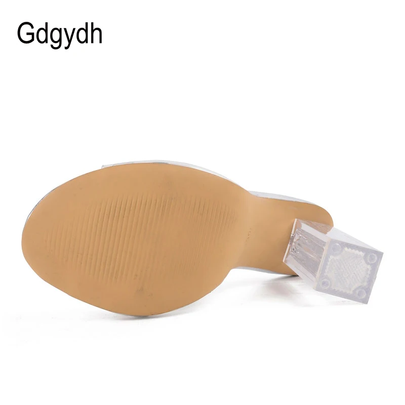 Gdgydh/пикантные женские сандалии на каблуках из прозрачной кожи ПВХ с открытым