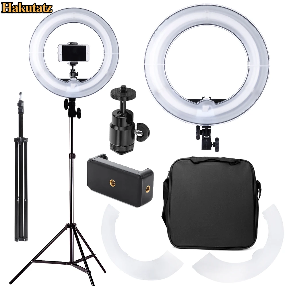 

45W Fluorescent 13" Dimmable Ring Light + 2m Light Stand Tripod Photo Camera Phone Video Studio Portrait Lighting With Carry