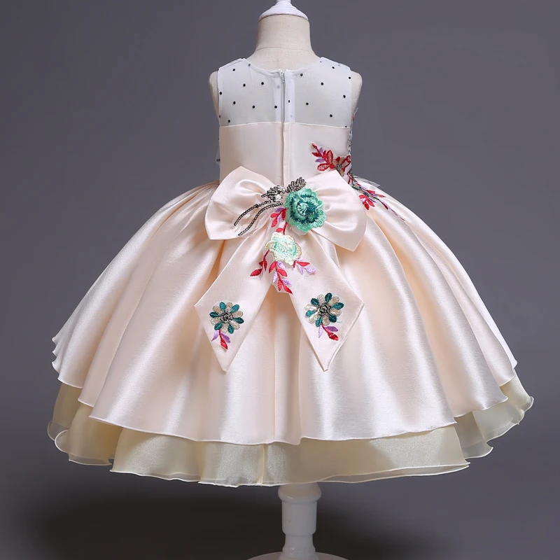 Платье с вышивкой платье принцессы с бантом для маленьких девочек Детские платья для девочек детское платье для свадебной вечеринки От 2 до 3 лет
