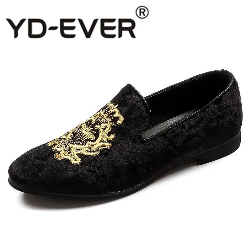 

Designer Men Blue Loafer Shoes Fashion Round Toe Slip On Flock Embroidered Bee Party Shoes British Chaussure Homme 38-43