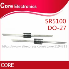 100 шт. диод Шоттки SR5100 5A/100 V DO-27 SB5100