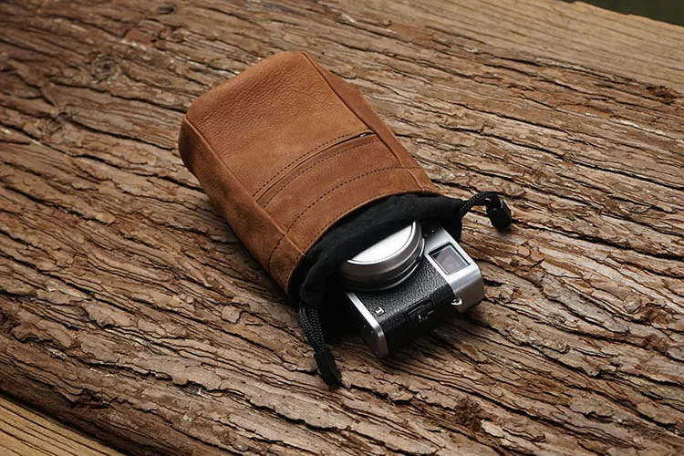 de couro genuíno capa para fujifilm sony