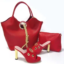 Fashion italienische schuhe und taschen setzt spiel für afrikanische frauen Freies Verschiffen 37-43 rot