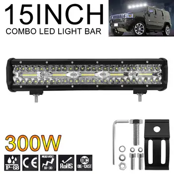 

30000LM 15Inch 300W Car Led Work Light 6000K White Waterproof Off-Road Light Bar for Suv Boat 4X4 Jeep JK 4Wd Truck 12V-24V