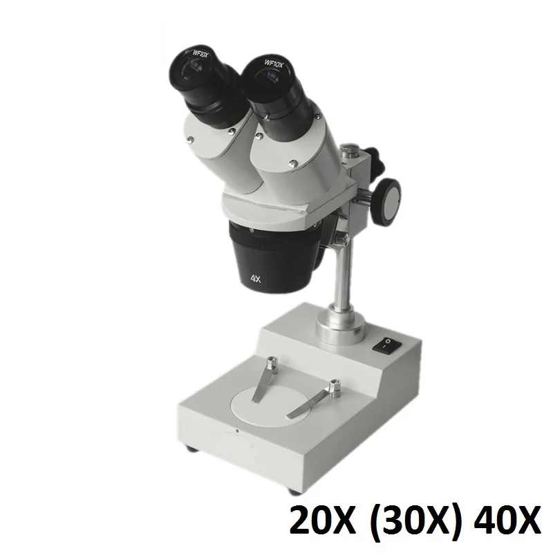20X 30X 40X стерео микроскоп с окуляром WF10X верхняя галогенная лампа освещение бинокулярная головка оптический стеклянный объектив