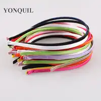 100PCS/LOT 5MM Colored satin ribbon coverd metal hard hairbands girls boutique headbands women hair accessories Multiple colors