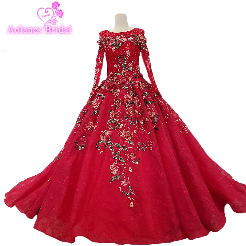 red tulle wedding dress